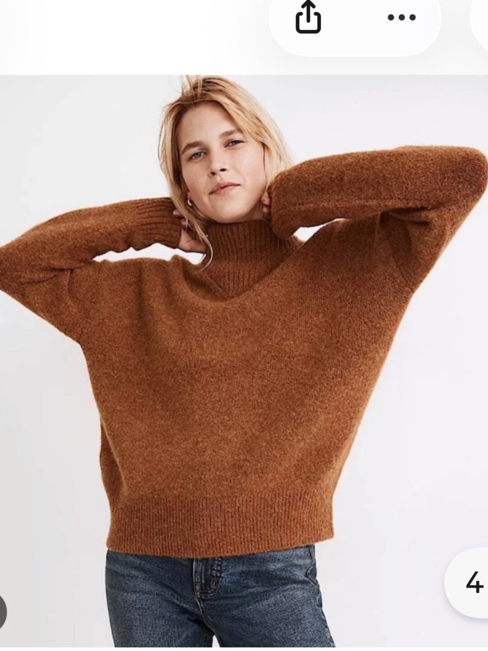 Madewell Dillon Mock Neck Oversized Sweater in Heather Cumin (Rust) XS